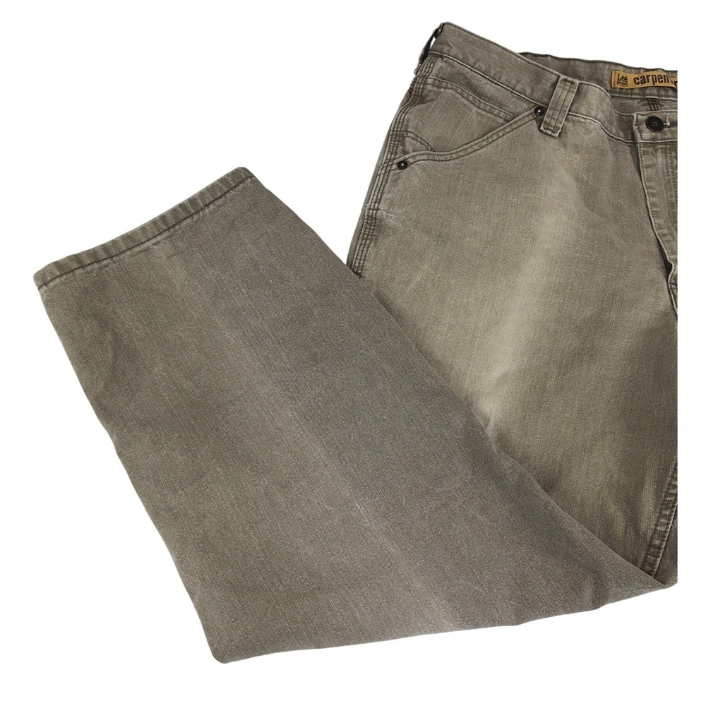 Lee Dungarees Mens Carpenter Pants 40x30 Sand Brown Relaxed Fit Straight Leg - Picture 8 of 9